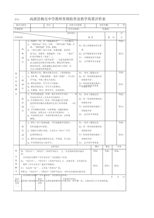 教师综合评价方案