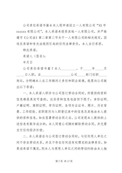 公司责任承诺书集合10篇.docx