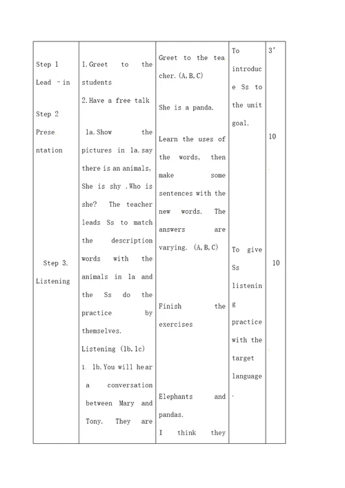 七年级英语下册unit5whydoyoulikepandassectionb1a1d教案人教新目标版