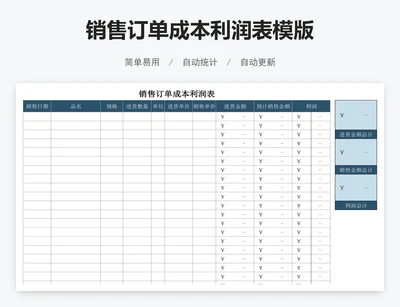 销售订单成本利润表模版