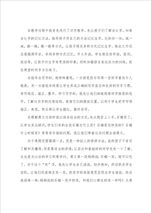 石榴教学反思