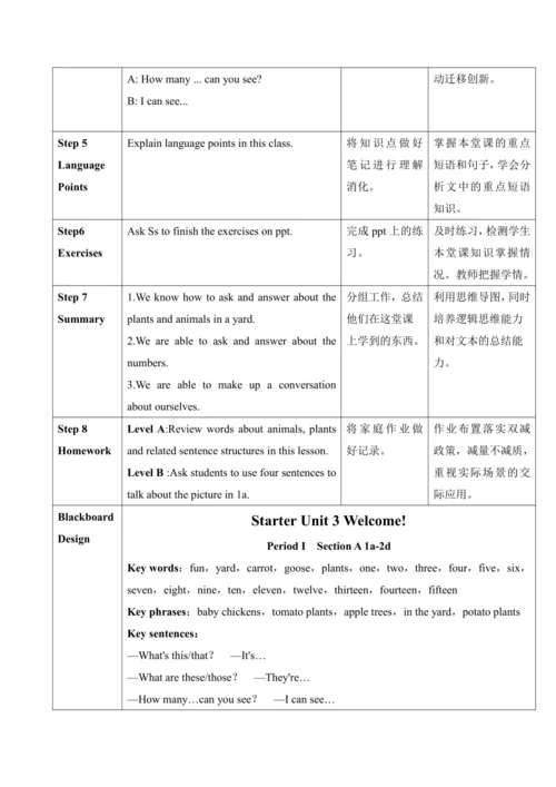 【核心素养目标】Starter Unit 3 Welcome  Section A 1a-2d 教学