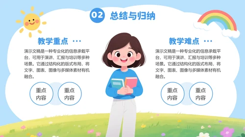 蓝色插画风幼儿园教学通用PPT模板