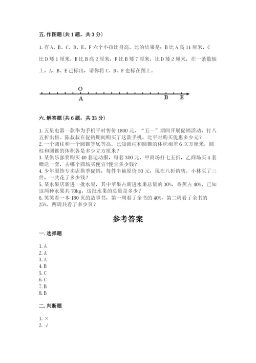 人教版六年级下册数学期末测试卷附答案（预热题）.docx