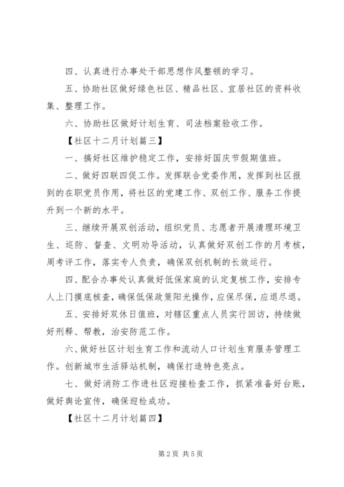 社区十二月份工作计划表【六篇】.docx