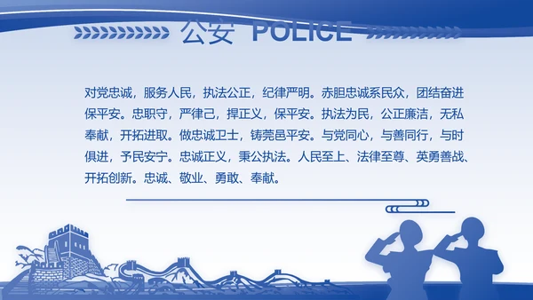 蓝色大气警察的任务与职责PPT动态模板