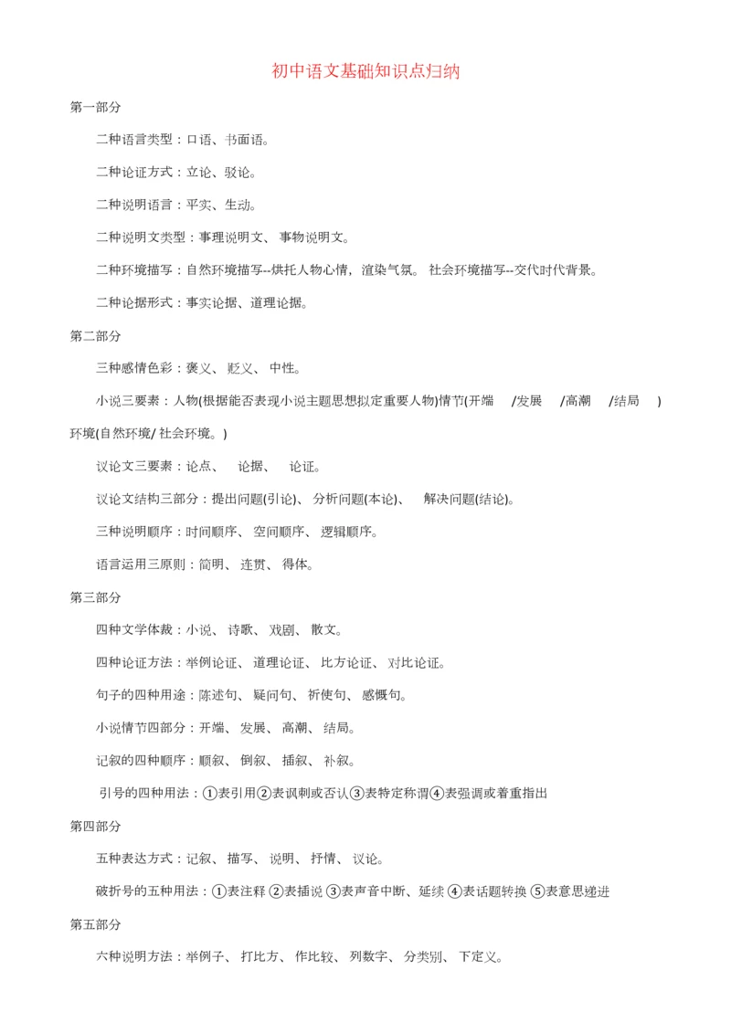 2023年初中语文基础知识点归纳.docx
