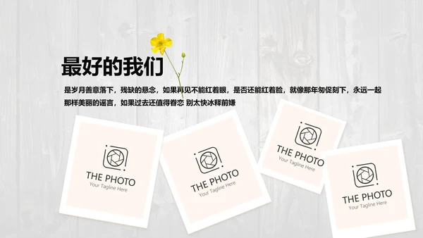 唯美怀旧木纹风格致青春毕业纪念册动态PPT模板