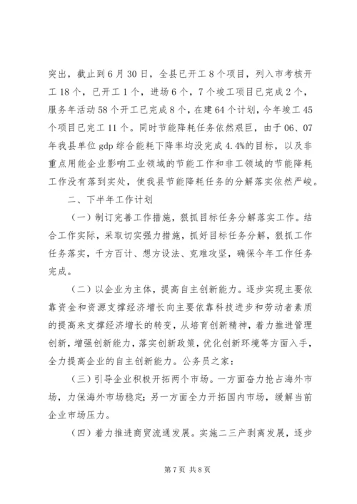 经贸局上半年工作总结及下半年计划.docx