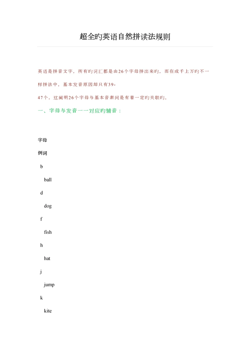 超全的英语自然拼读法规则.docx