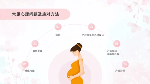 粉色插画风孕产期心理保健知识科普ppt模板健康科普