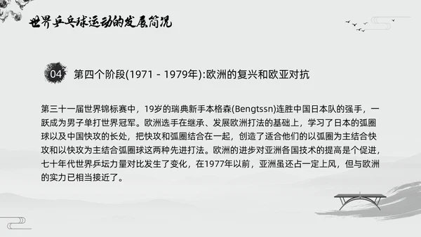 黑白中国风水墨乒乓球起源与发展小学体育PPT课件PPT模板宣传PP