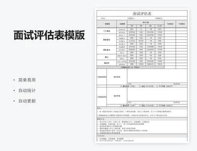 面试评估表模版