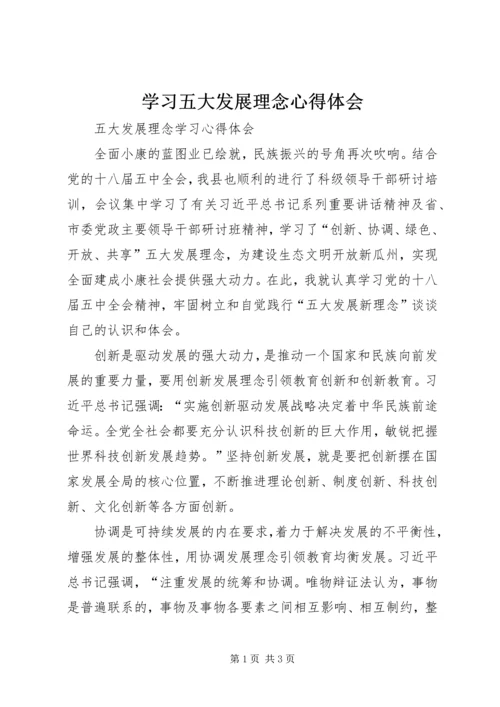 学习五大发展理念心得体会.docx