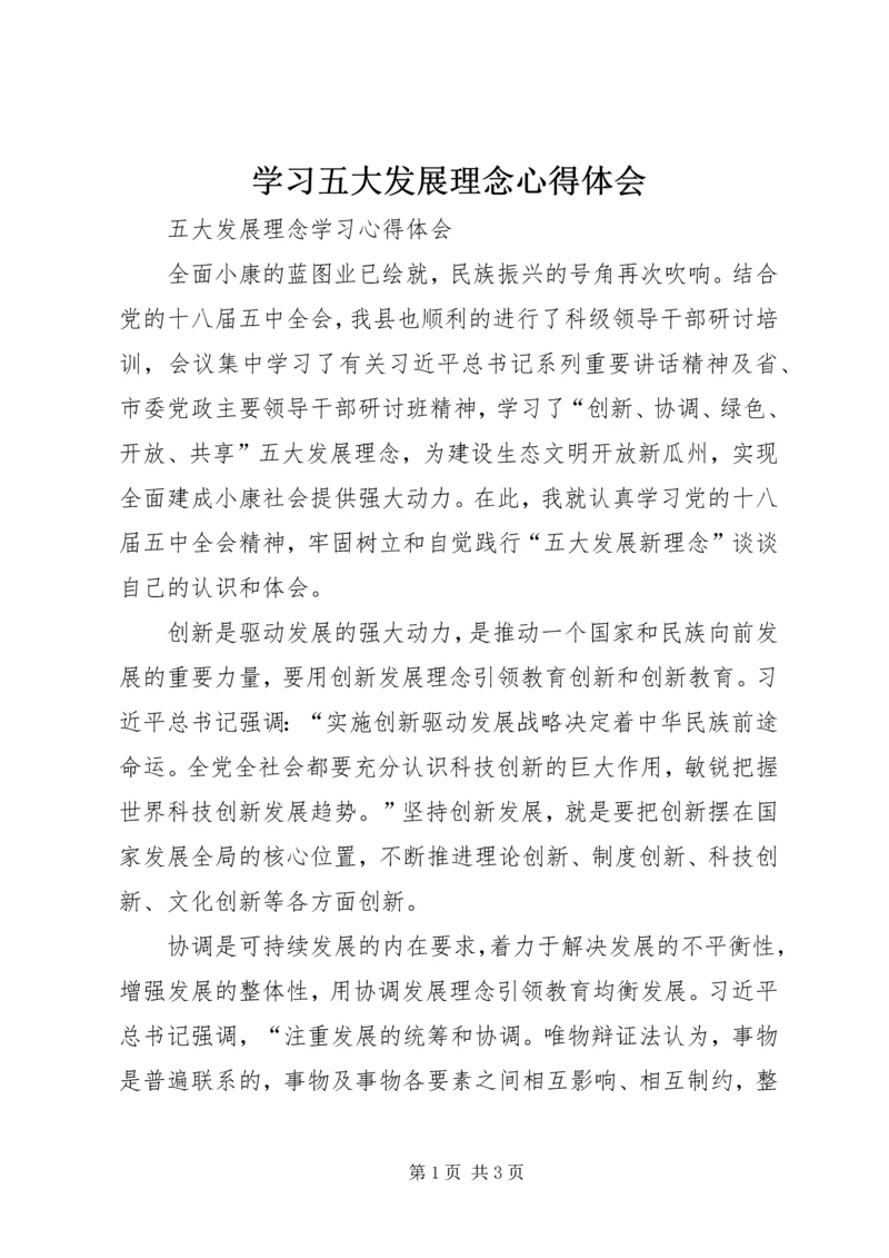 学习五大发展理念心得体会.docx