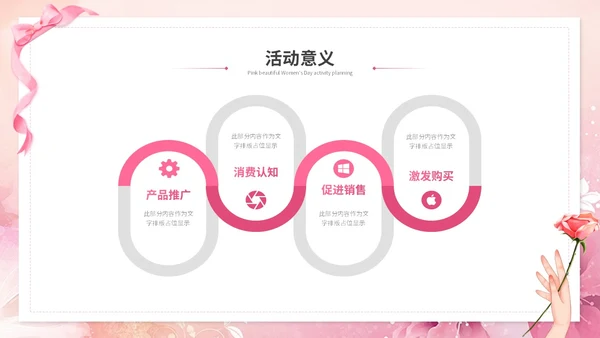 粉色唯美时尚38妇女节女神节情人节活动策划营销策划ppt模板