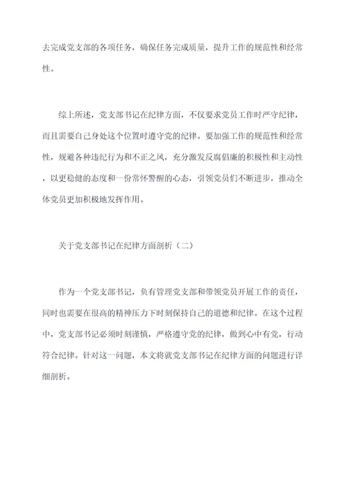 党支部书记在纪律方面剖析