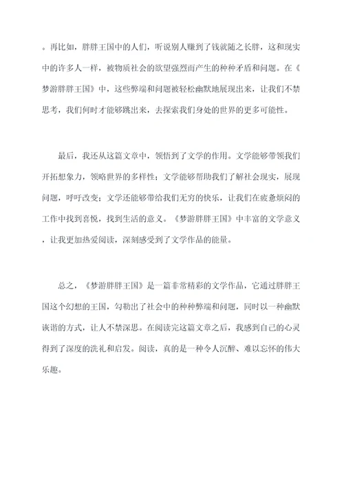 梦游胖胖王国读后感读后感