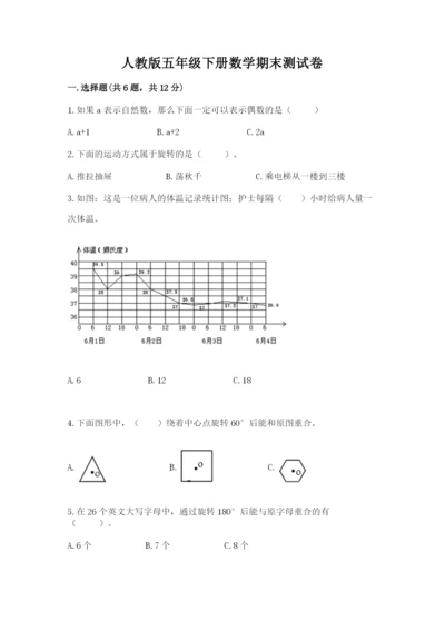 人教版五年级下册数学期末测试卷带答案（轻巧夺冠）.docx