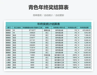 青色年终奖结算表