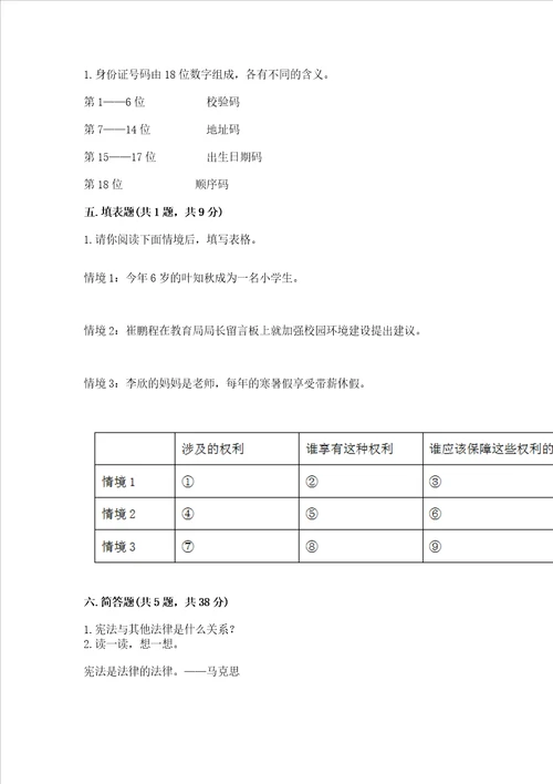 20222023学年六年级上册道德与法治期中测试卷含完整答案夺冠系列