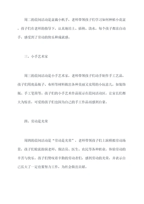 幼儿园劳动周晨间活动总结