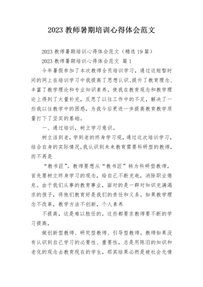 2023教师暑期培训心得体会范文.docx