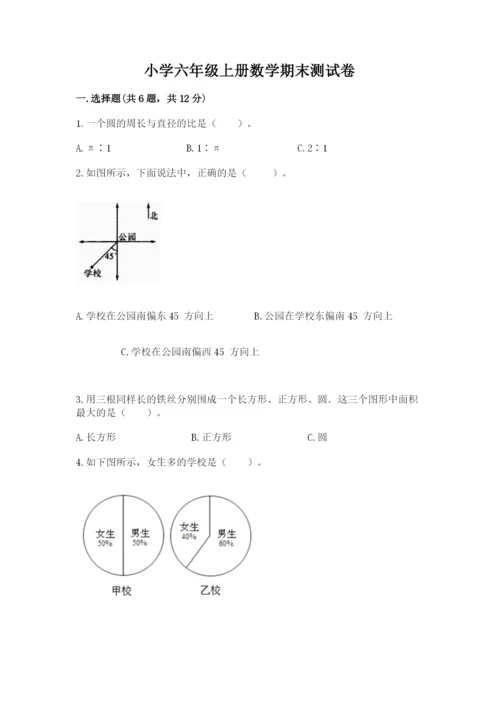 小学六年级上册数学期末测试卷带答案（研优卷）.docx