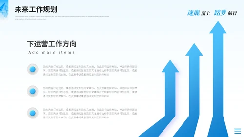 蓝色简约运营述职报告工作汇报工作总结ppt模板