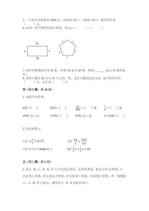 小学六年级数学摸底考试题及参考答案【轻巧夺冠】.docx