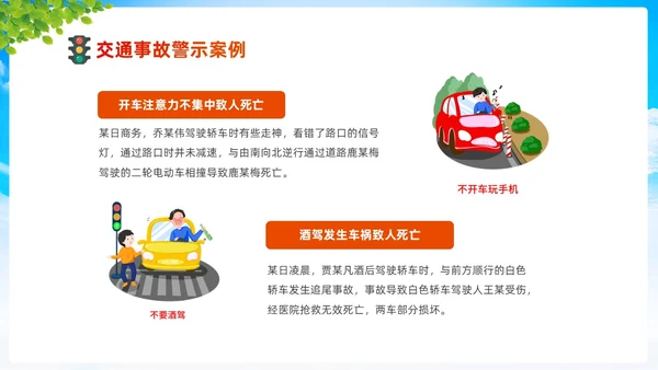 清新卡通展板道路千万条安全第一条430交通安全反思日