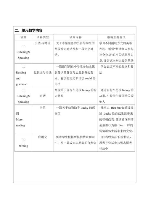 Unit 2 I'll help to clean up the city parks.表格式大单元