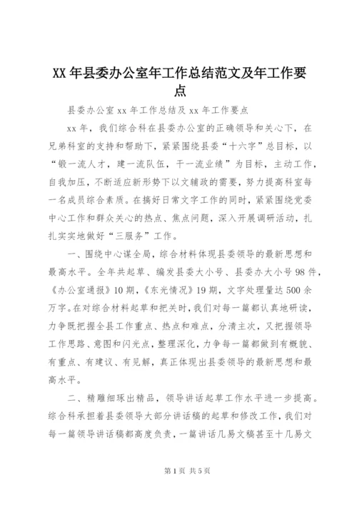 某年县委办公室年工作总结范文及年工作要点.docx