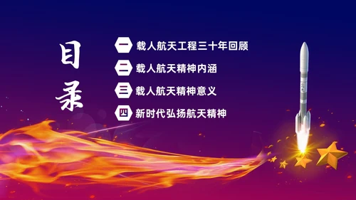 渐变大气中国载人航天三十年424中国航天日载人航天精神PP