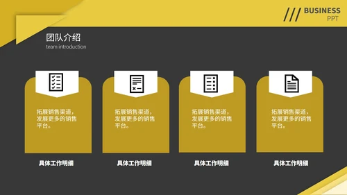 黄黑撞色简约季度总结汇报通用PPT模板