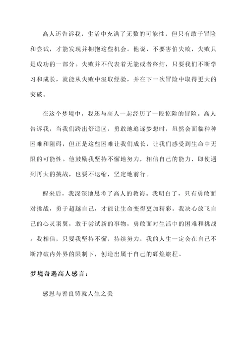梦境奇遇高人感言