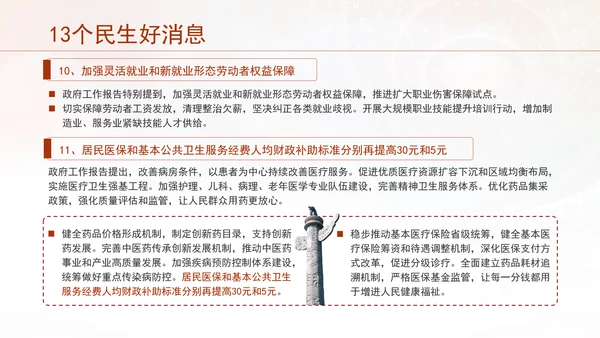 聚焦政府工作报告13个民生工作好消息PPT