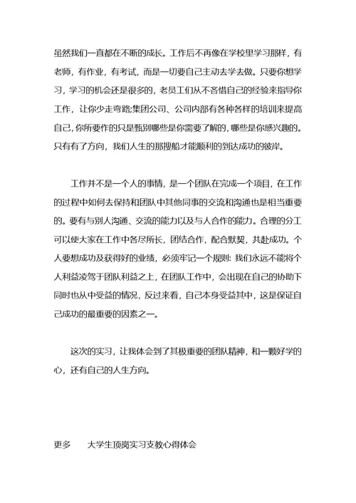 大学生顶岗实习的心得体会