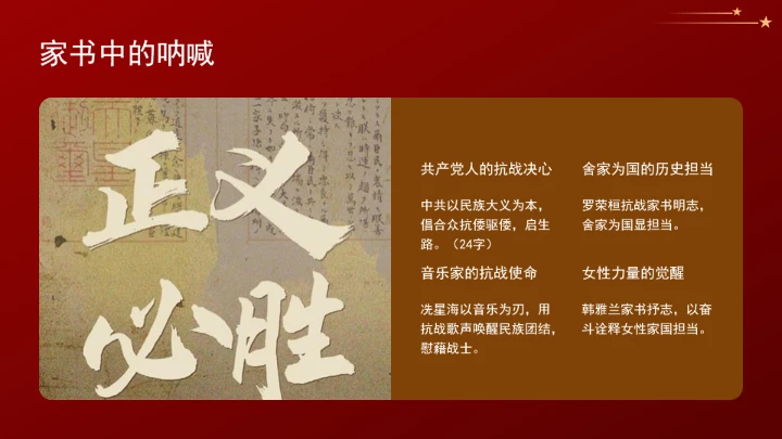 从抗战家书中感受伟大抗战精神的深厚力量ppt课件