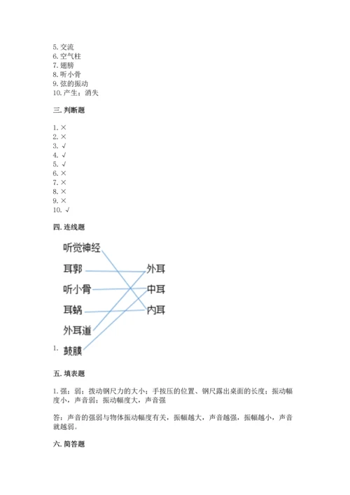 教科版科学四年级上册第一单元声音测试卷（实验班）.docx