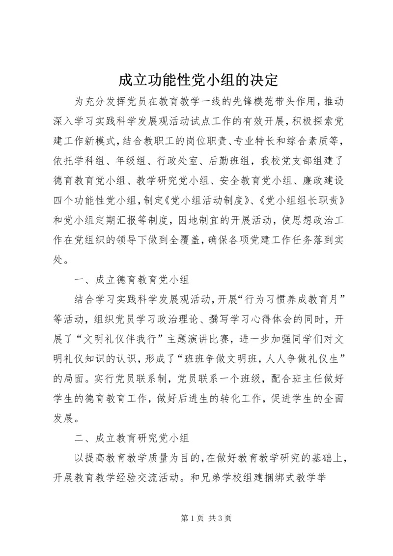 成立功能性党小组的决定.docx