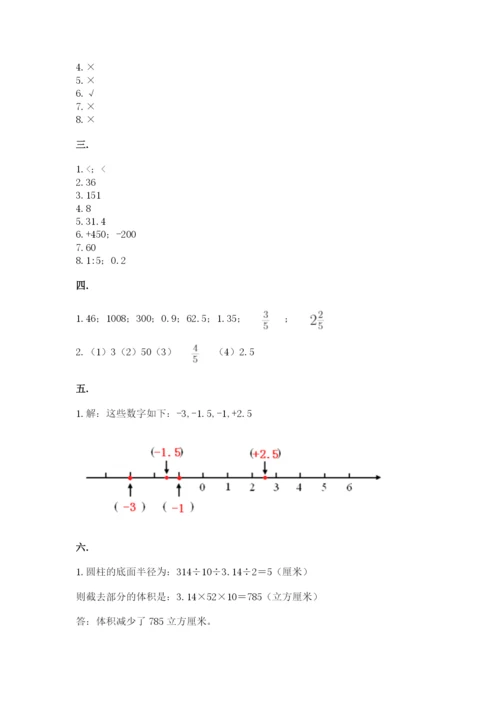 人教版六年级数学下学期期末测试题带答案（夺分金卷）.docx
