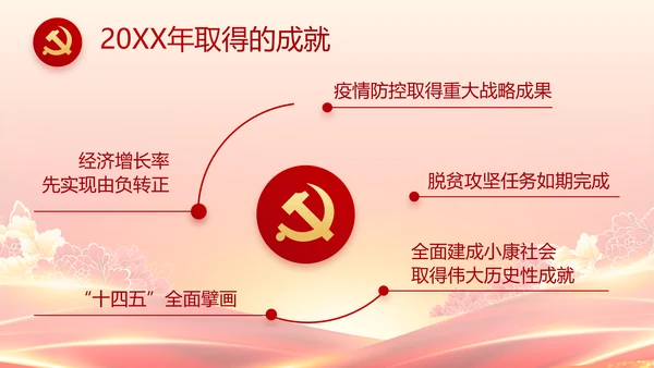 红色党政代表大会工作总结PPT模板