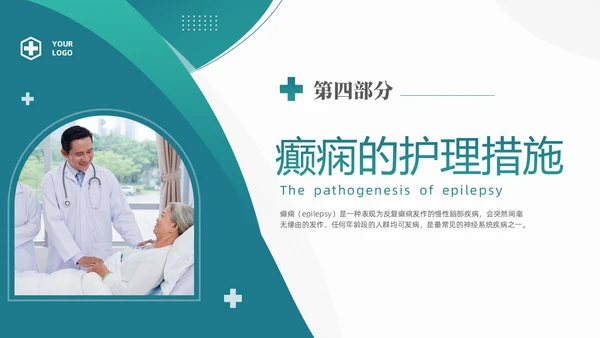 绿色清新简约癫痫病发作的护理查房ppt