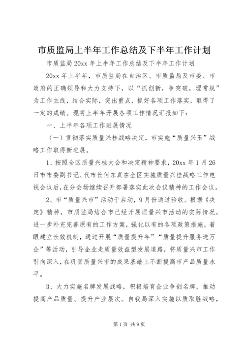 市质监局上半年工作总结及下半年工作计划_1.docx