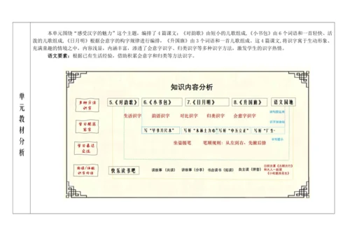 【新教材】统编版语文一上第六单元 整体教学设计