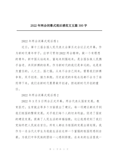 2022年两会闭幕式观后感范文五篇300字.docx