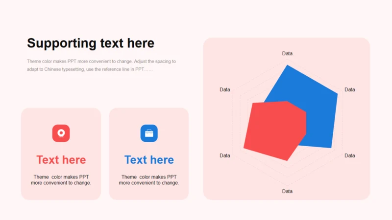 粉色底扁平多色2项PPT雷达图
