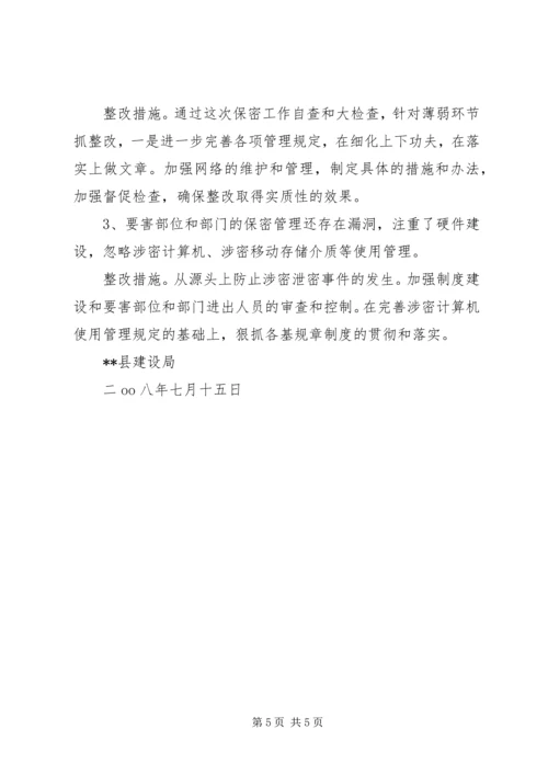 县建设局保密工作自查情况汇报 (2).docx