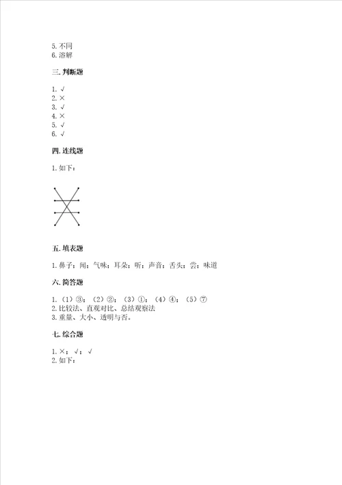 教科版科学一年级下册第一单元我们周围的物体测试卷精华版